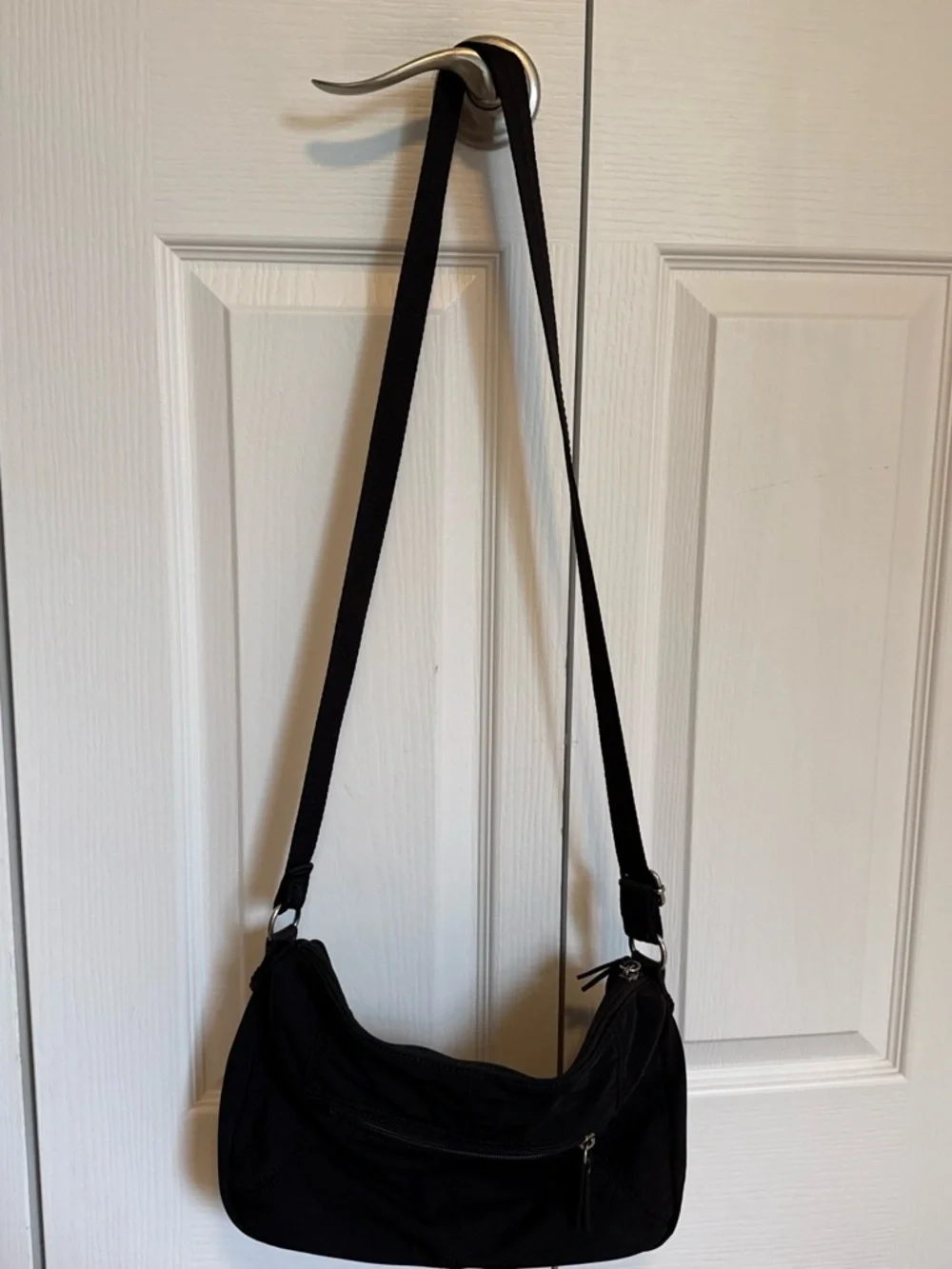 The Sak Esperato Black Nylon Hobo Crossbody Bag Purse